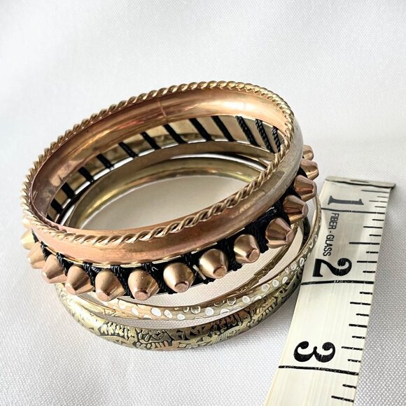 Set of 6 Gold-Tone Bangles - Picture 4 of 8